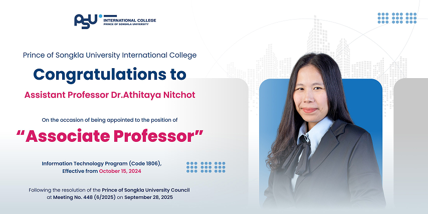 Congratulations to Asst. Prof. Dr. Athitaya Nitchot