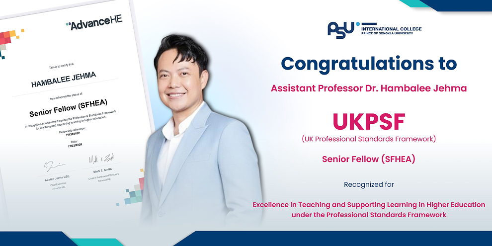 Congratulations to Asst. Prof. Dr. Hambalee Jehma